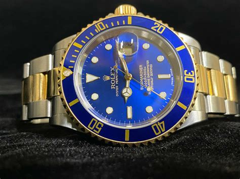 rolex submariner blue and 18k gold watch|rolex 8385 18k white gold.